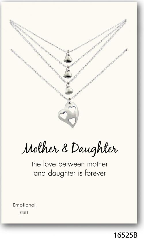 Mother and daughter hearts silver pendant